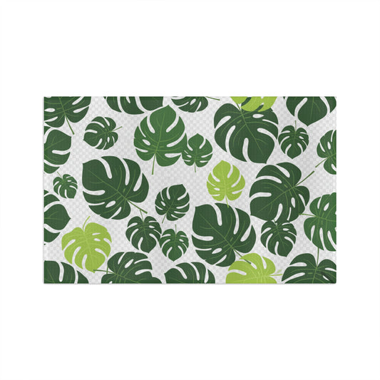 Monstera Leaf Microfiber Tea Towel — Tropical Green Kitchen Towel