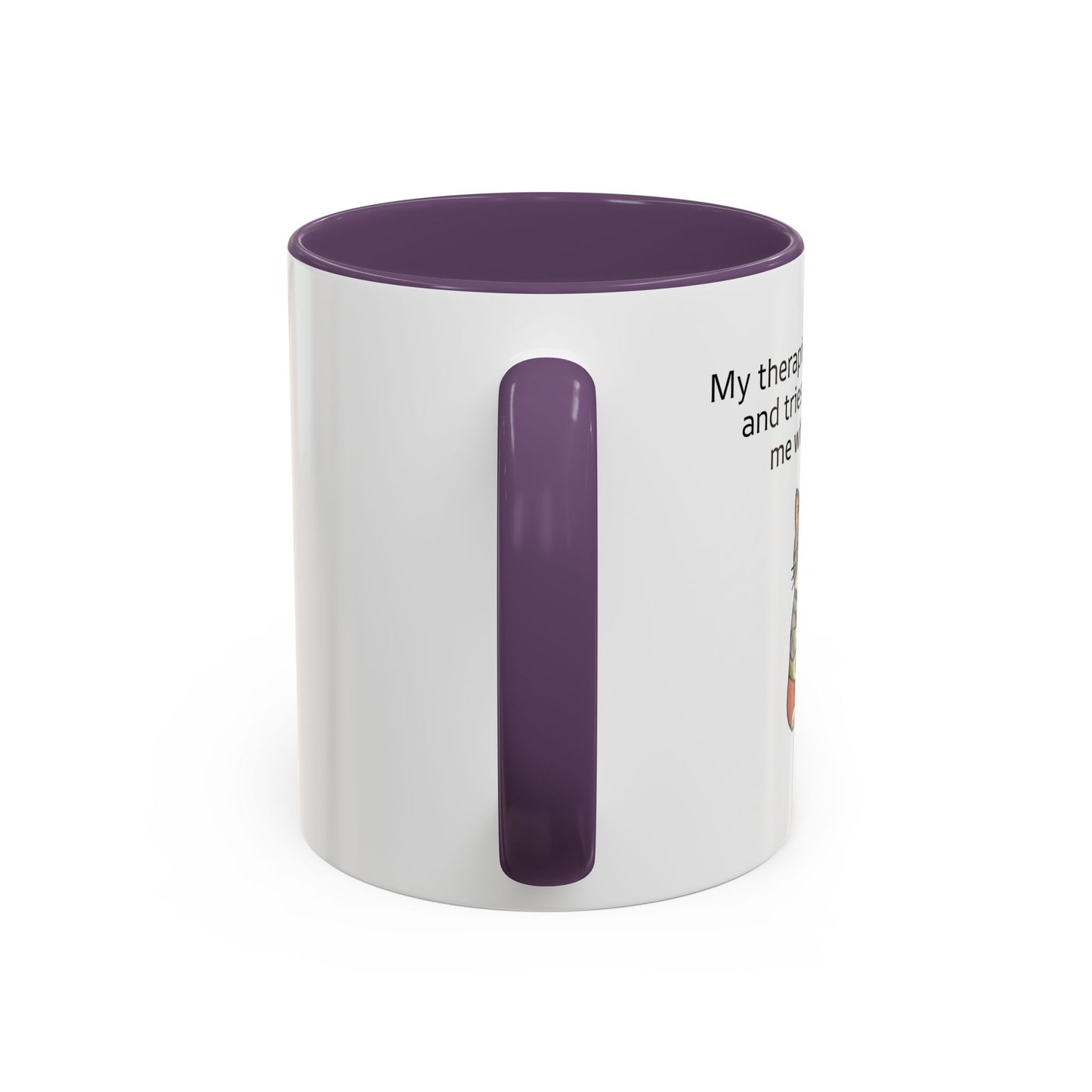 Funny Cat Coffee Mug – "My Therapist Has Whiskers" Accent Mug (11/15oz)