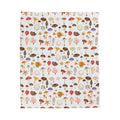 Mushroom Pattern Velveteen Plush Blanket – Cozy Foraging Forest Throw