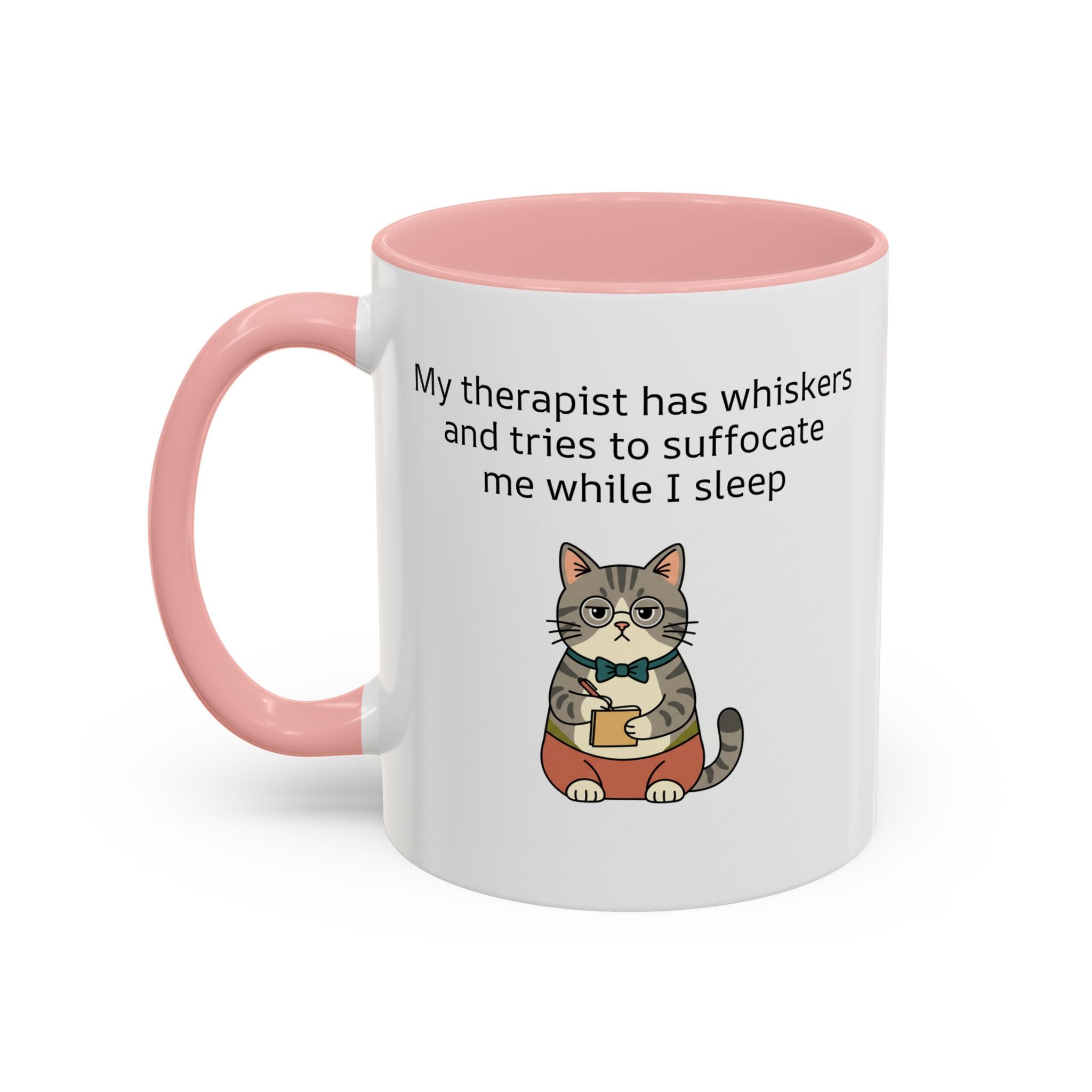 Funny Cat Coffee Mug – "My Therapist Has Whiskers" Accent Mug (11/15oz)