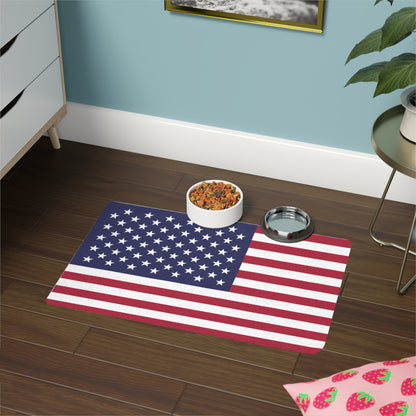American Flag Pet Mat (12x18) — Non-Slip Feeding Mat for Dogs & Cats