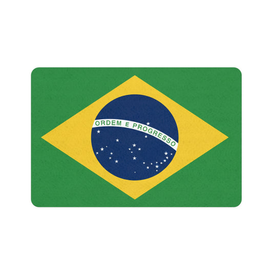 Brazil Flag Pet Food Mat (12x18) — Non-Slip Placemat for Dog & Cat Bowls