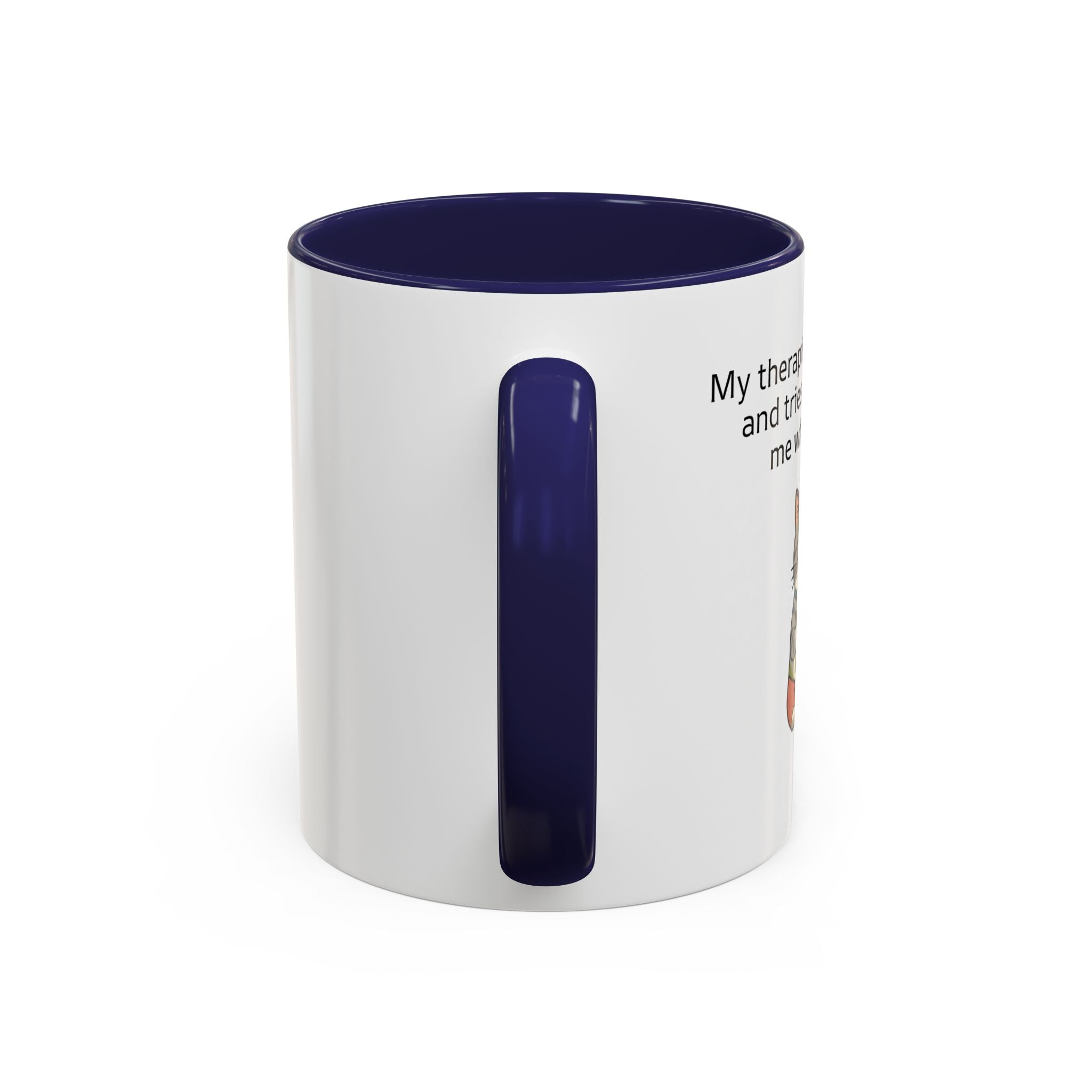 Funny Cat Coffee Mug – "My Therapist Has Whiskers" Accent Mug (11/15oz)