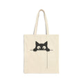 Peekaboo Cat Canvas Tote Bag — Cute Black Cat Shopper