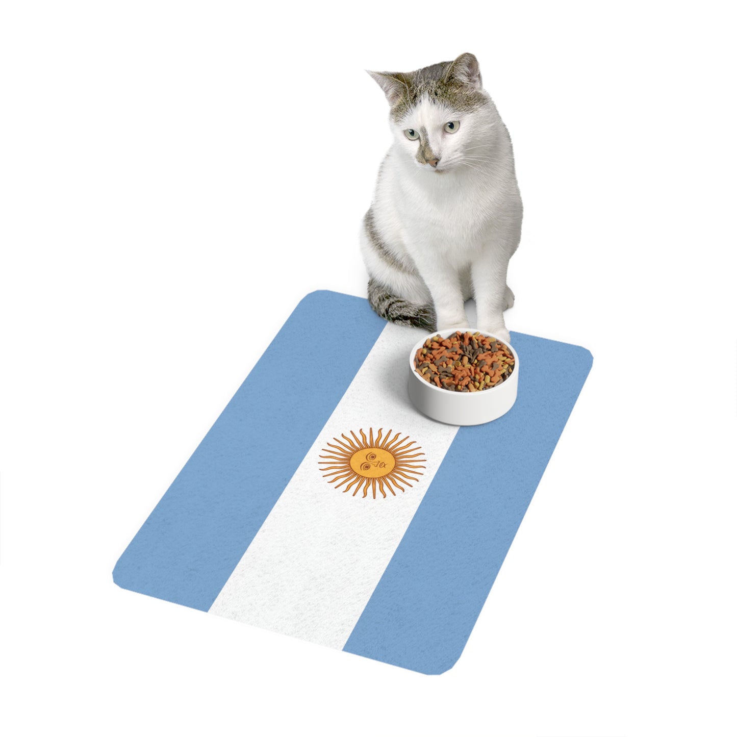 Argentina Flag Pet Food Mat (12x18) — Non-Slip Dog & Cat Bowl Placemat