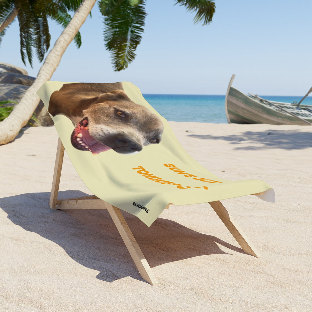 Sun's Out Tongues Out Dog Beach Towel