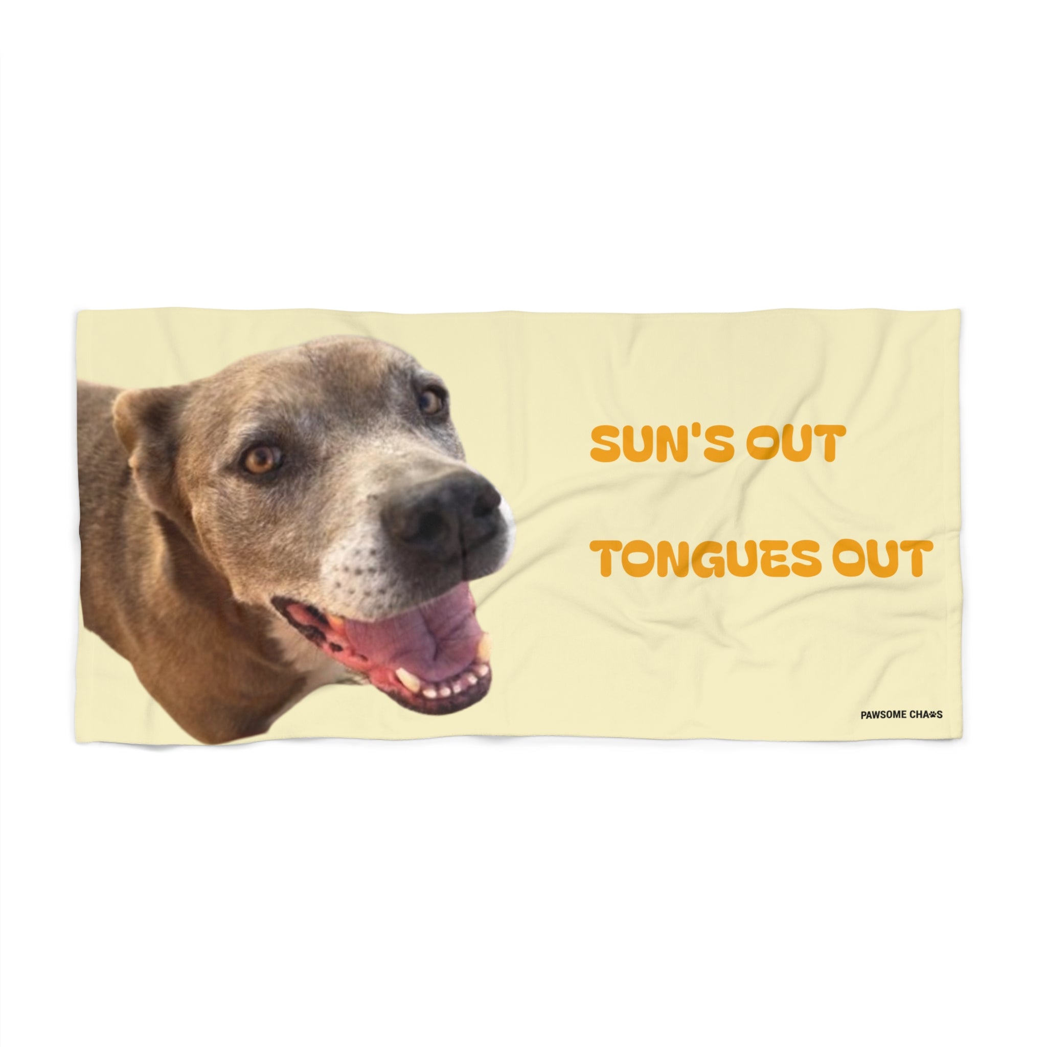 Sun's Out Tongues Out Dog Beach Towel