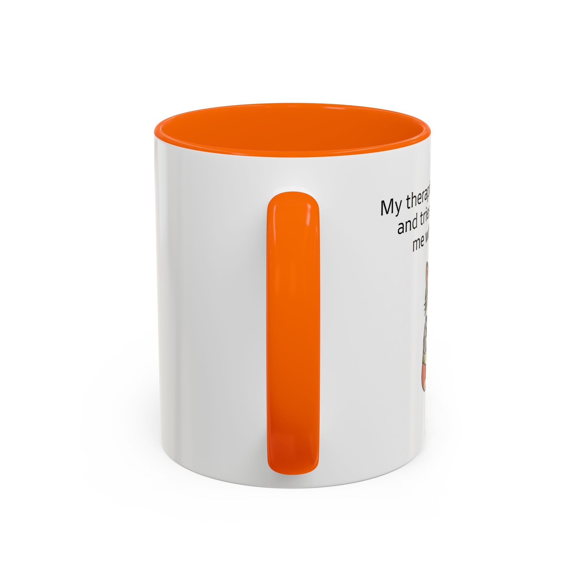 Funny Cat Coffee Mug – "My Therapist Has Whiskers" Accent Mug (11/15oz)