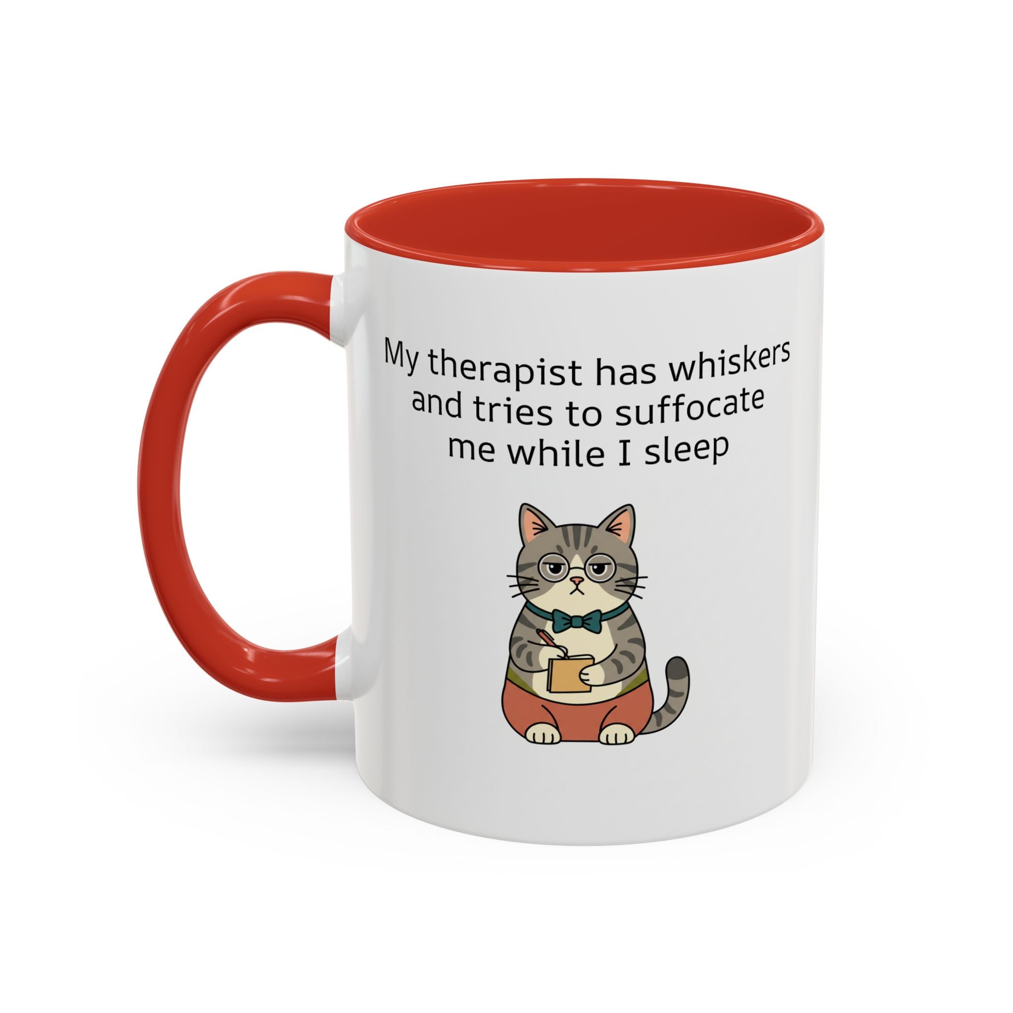 Funny Cat Coffee Mug – "My Therapist Has Whiskers" Accent Mug (11/15oz)