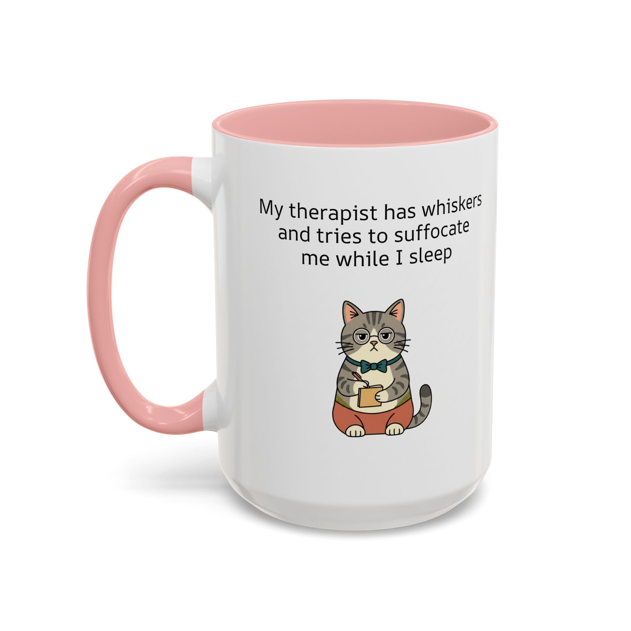 Funny Cat Coffee Mug – "My Therapist Has Whiskers" Accent Mug (11/15oz)