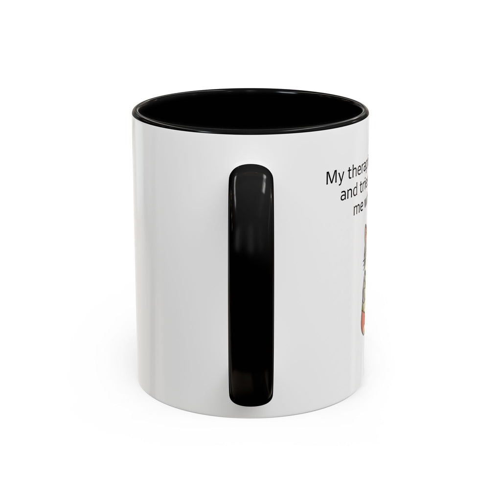 Funny Cat Coffee Mug – "My Therapist Has Whiskers" Accent Mug (11/15oz)