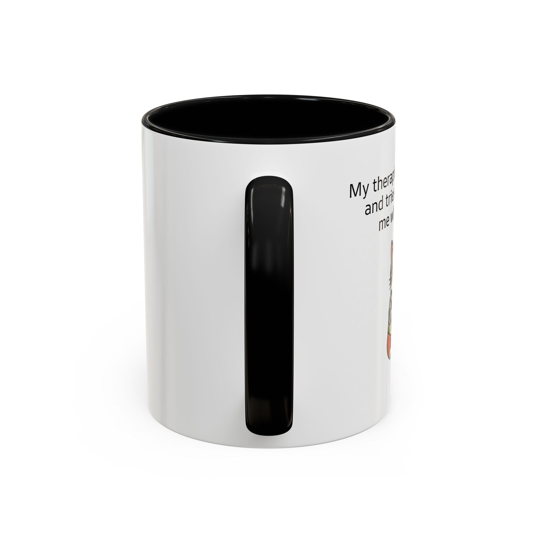 Funny Cat Coffee Mug – "My Therapist Has Whiskers" Accent Mug (11/15oz)