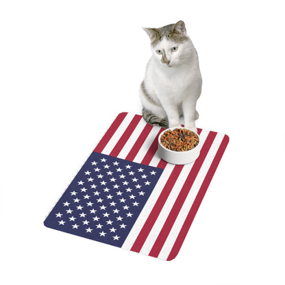 American Flag Pet Mat (12x18) — Non-Slip Feeding Mat for Dogs & Cats
