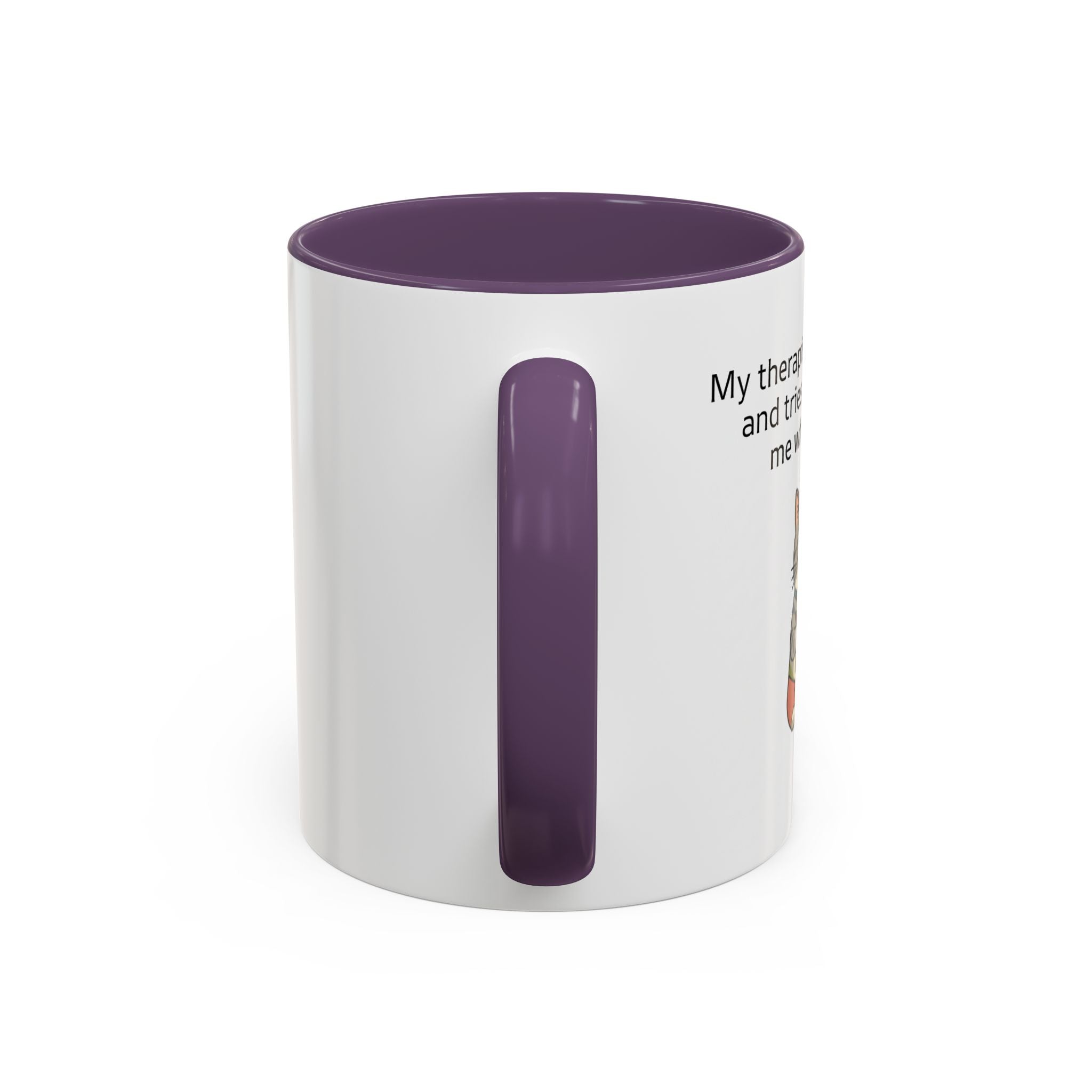 Funny Cat Coffee Mug – "My Therapist Has Whiskers" Accent Mug (11/15oz)