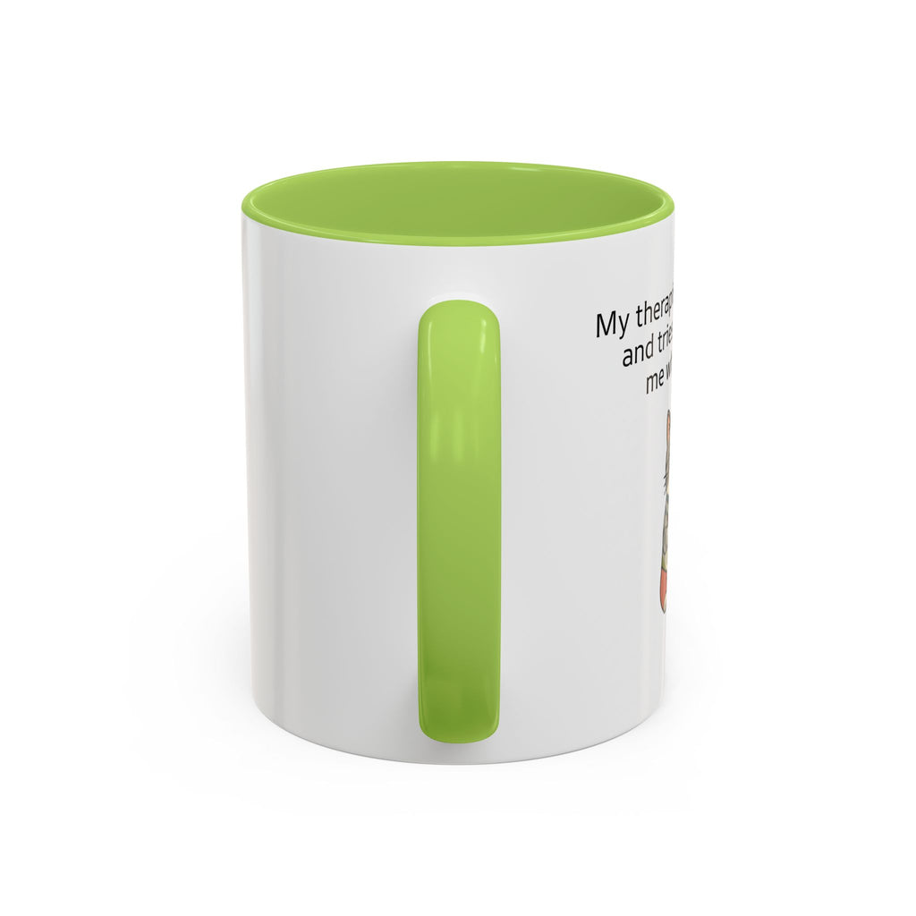 Funny Cat Coffee Mug – "My Therapist Has Whiskers" Accent Mug (11/15oz)