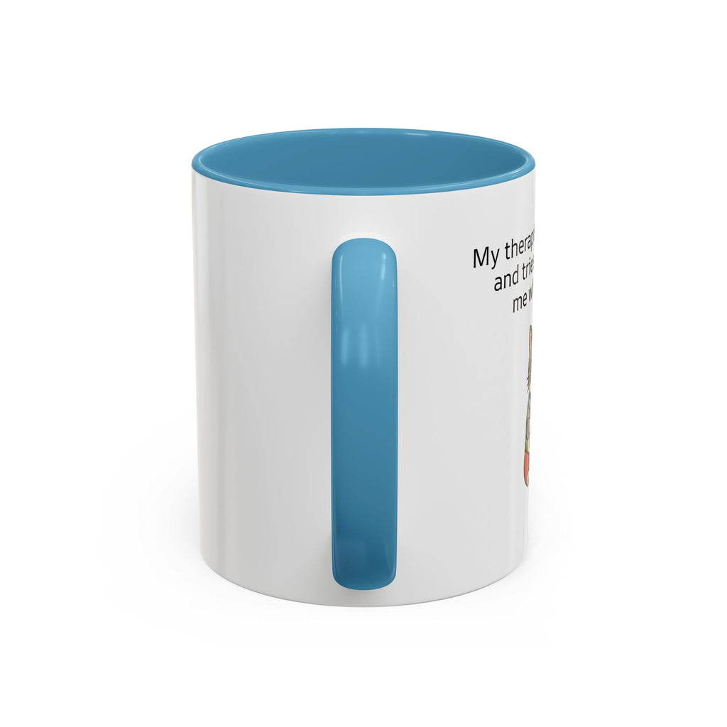 Funny Cat Coffee Mug – "My Therapist Has Whiskers" Accent Mug (11/15oz)