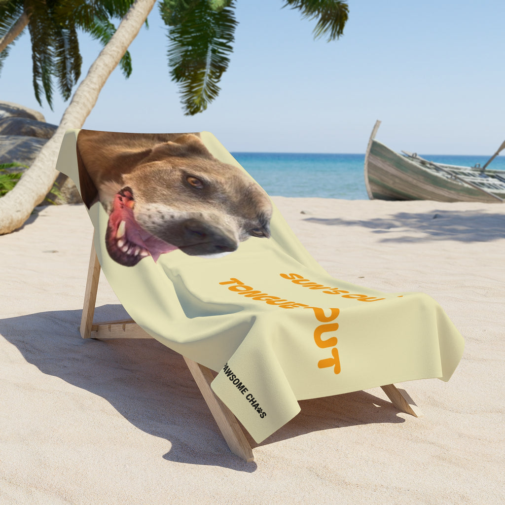 Sun's Out Tongues Out Dog Beach Towel