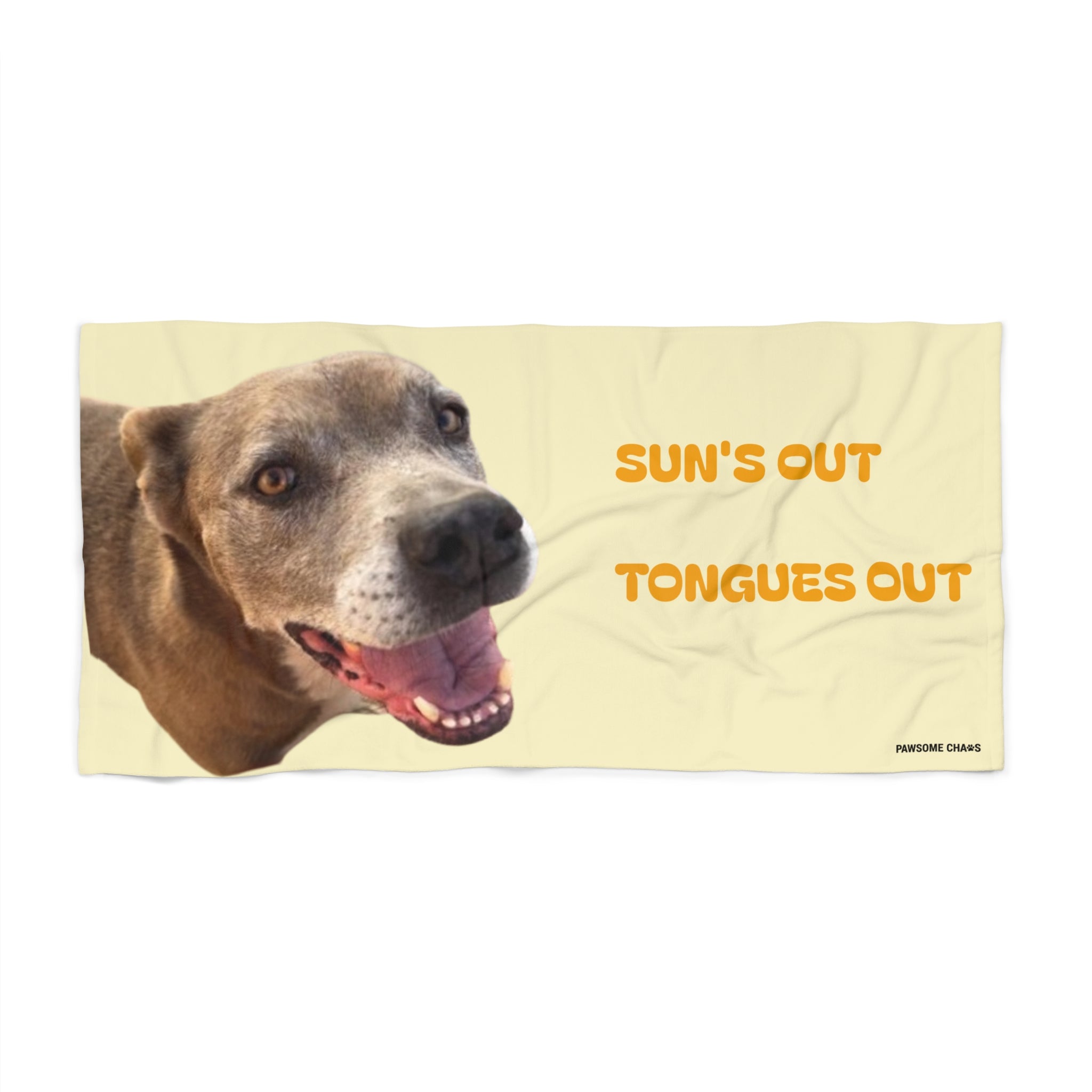 Sun's Out Tongues Out Dog Beach Towel
