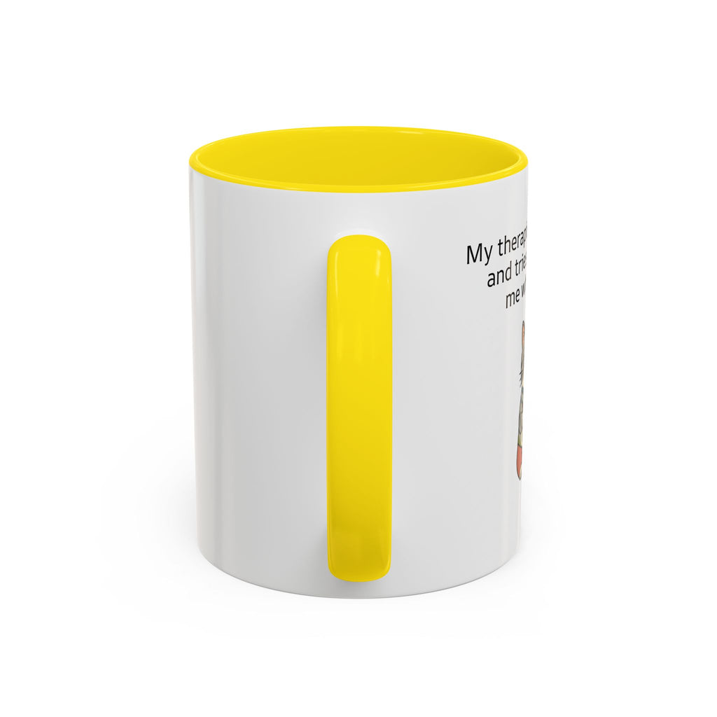 Funny Cat Coffee Mug – "My Therapist Has Whiskers" Accent Mug (11/15oz)