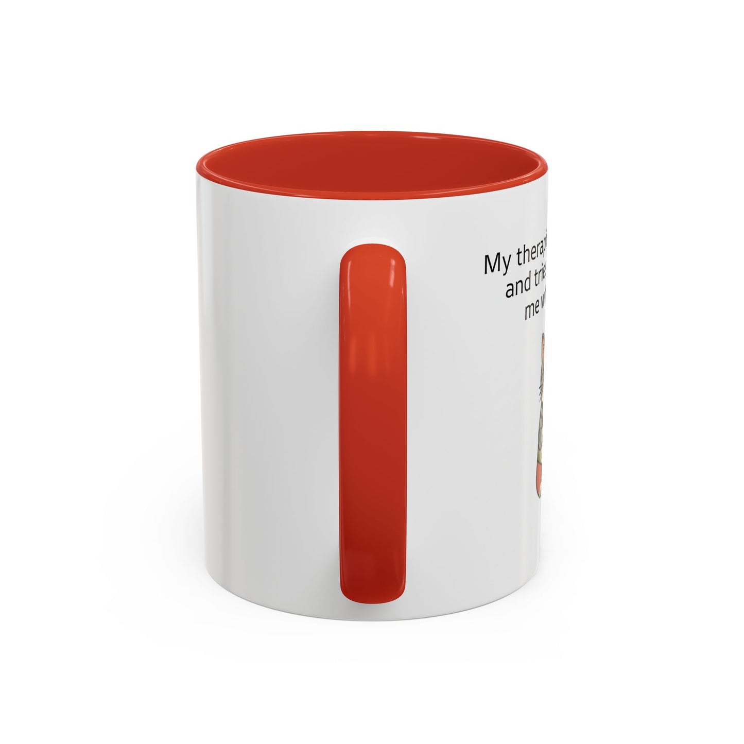 Funny Cat Coffee Mug – "My Therapist Has Whiskers" Accent Mug (11/15oz)