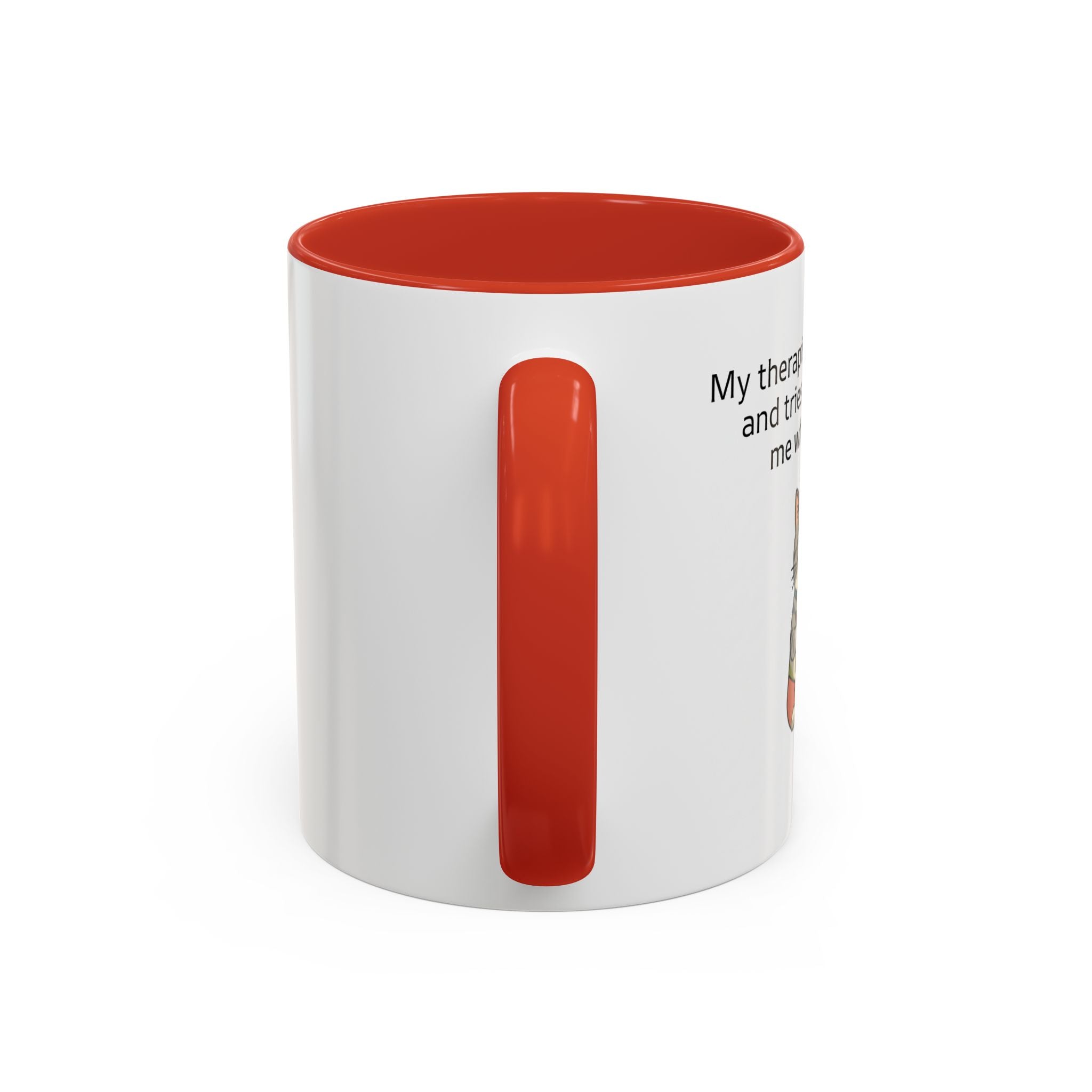 Funny Cat Coffee Mug – "My Therapist Has Whiskers" Accent Mug (11/15oz)