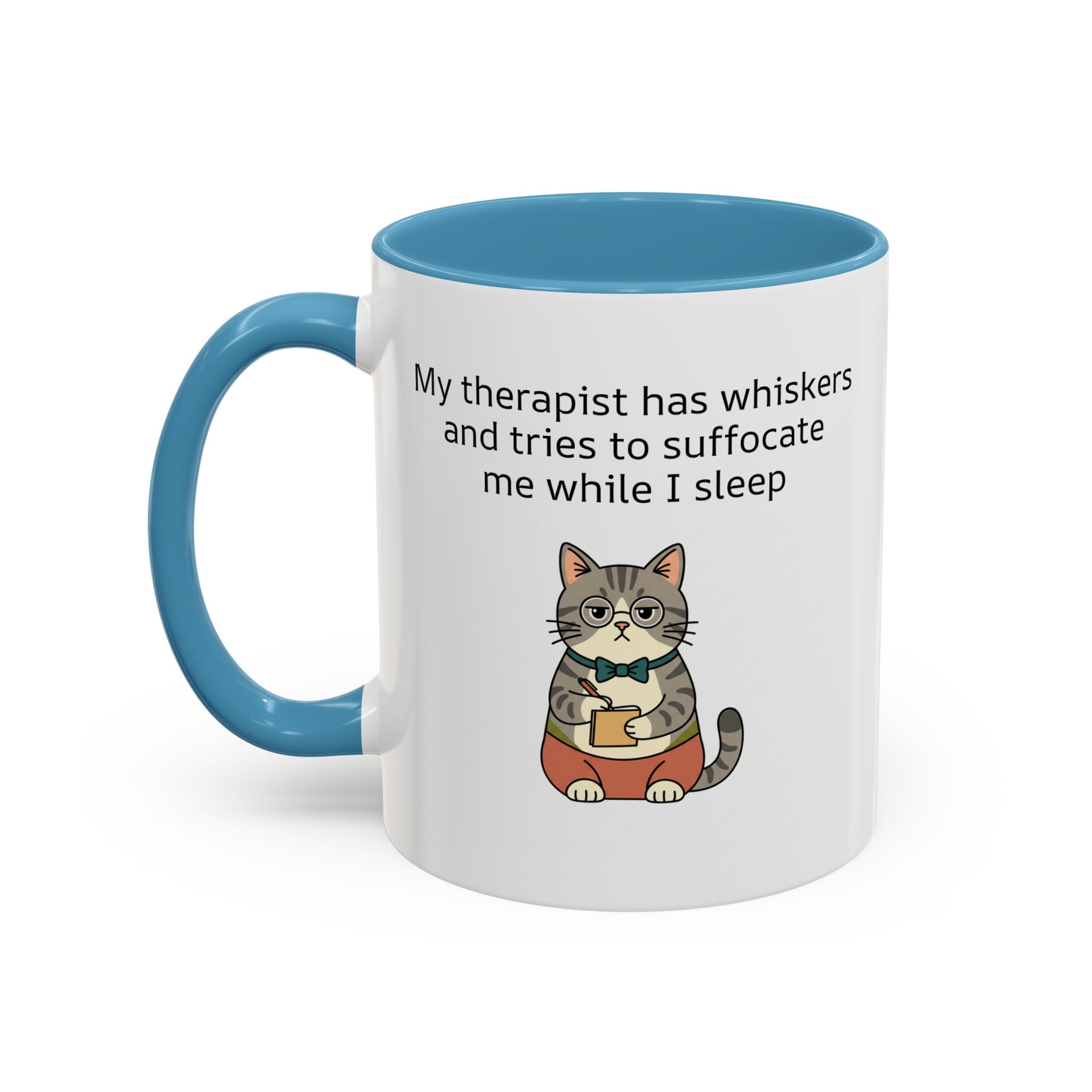 Funny Cat Coffee Mug – "My Therapist Has Whiskers" Accent Mug (11/15oz)
