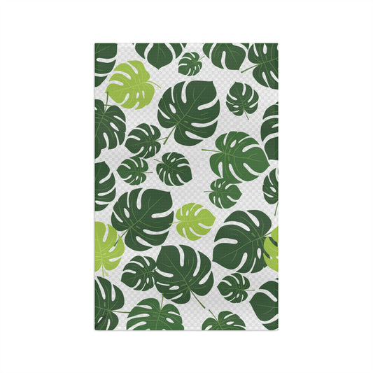 Monstera Leaf Microfiber Tea Towel — Tropical Green Kitchen Towel